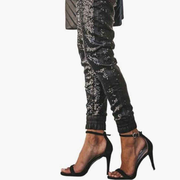 Women Sequin Long Pencil Pants - Picture 2 of 4